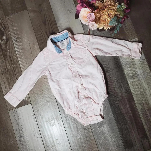 Carter's Pink Size 24m Baby Toddler Boy Button Down Bodysuit 100% Cotton EUC - Picture 10 of 10